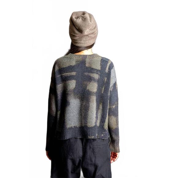 NEW GUH painted plaid crew sweater in shadow